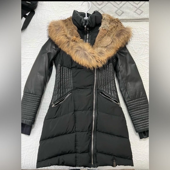 RUDSAK jacket with leather sleeves and fur - Xs - Picture 1 of 7